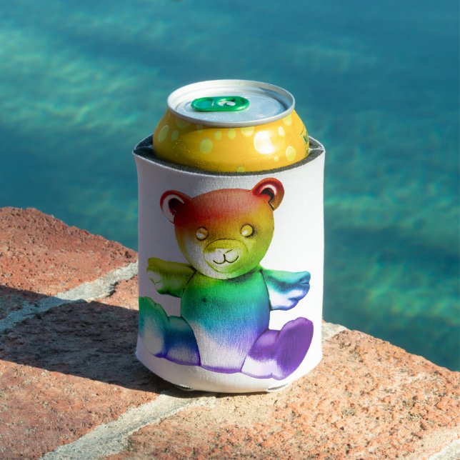 SlipperyJoe's brushed metal teddy bear smooth grad Can Cooler (In Situ Pool)
