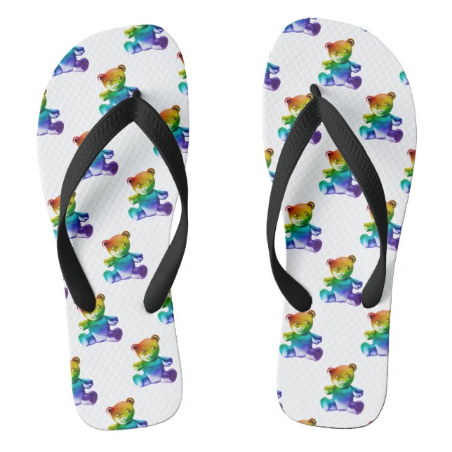 SlipperyJoe's brushed metal teddy bear smooth grad Flip Flops (Footbed)