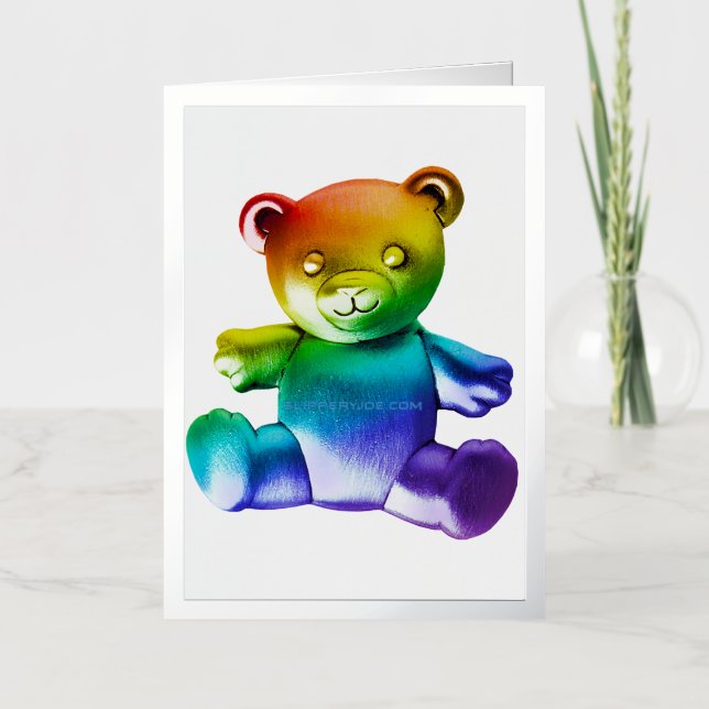 SlipperyJoe's brushed metal teddy bear smooth grad Foil Greeting Card (Front)