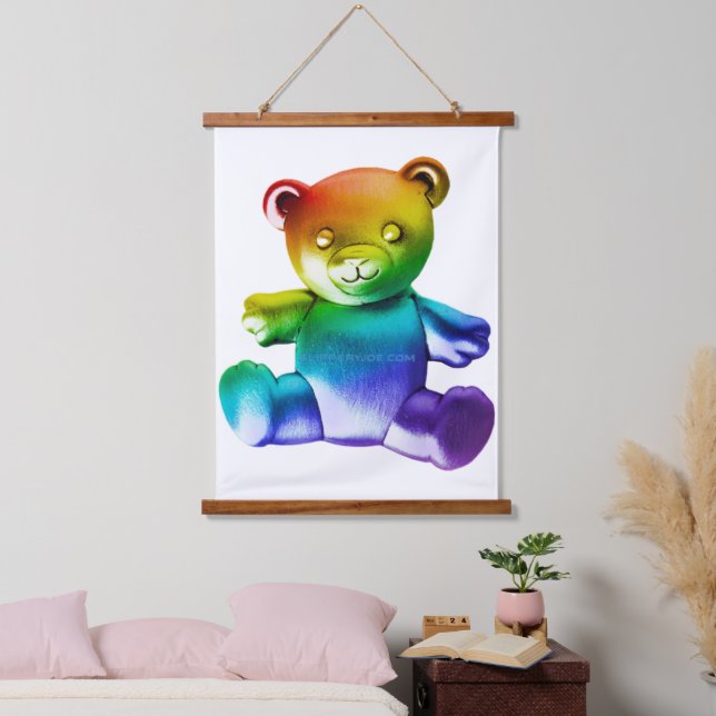 SlipperyJoe's brushed metal teddy bear smooth grad Hanging Tapestry (Bedroom)