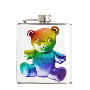 SlipperyJoe's brushed metal teddy bear smooth grad Hip Flask
