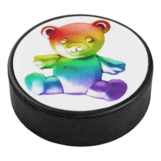 SlipperyJoe's brushed metal teddy bear smooth grad Hockey Puck (3/4)