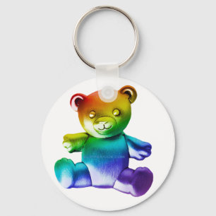 SlipperyJoe's brushed metal teddy bear smooth grad Key Ring