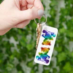 SlipperyJoe's brushed metal teddy bear smooth grad Key Ring