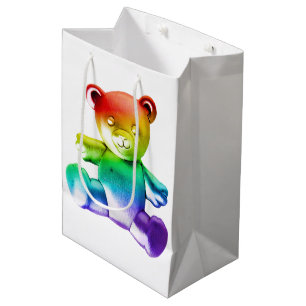 SlipperyJoe's brushed metal teddy bear smooth grad Medium Gift Bag