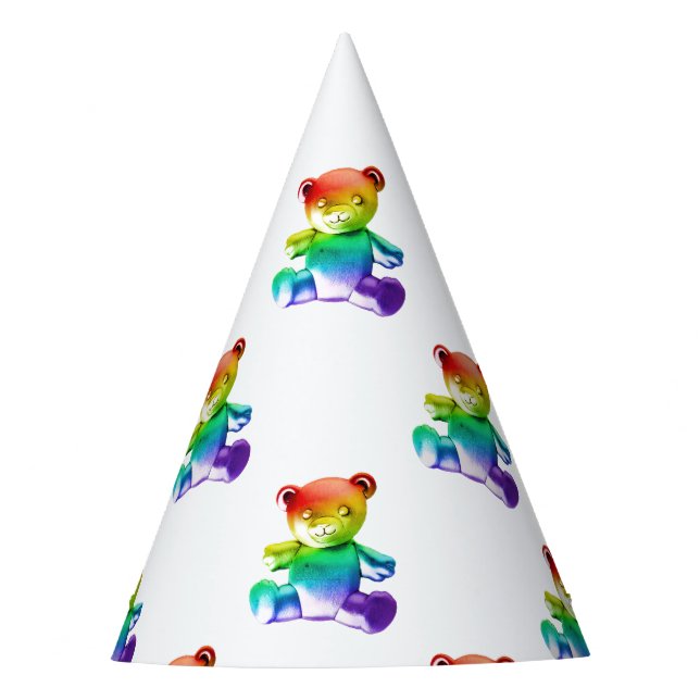 SlipperyJoe's brushed metal teddy bear smooth grad Party Hat (Front)