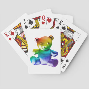 SlipperyJoe's brushed metal teddy bear smooth grad Playing Cards