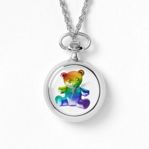SlipperyJoe's brushed metal teddy bear smooth grad Watch