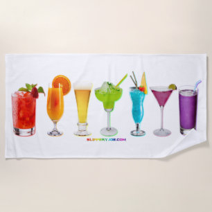 SlipperyJoe's Cheers alcohol cocktail pride neon c Beach Towel