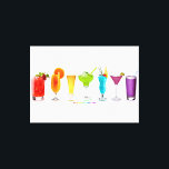 SlipperyJoe's cheers alcohol cocktails LGBTQIA gay Canvas Print<br><div class="desc">SlipperyJoe's cheers alcohol cocktails LGBTQIA gay pride rainbow gradient artistic vibrant neon alcoholic beverages red cocktail raspberries mint garnish orange-coloured concoction with tangerine slice glass yellow beer green margarita fruity blue Hawaiian drink pink Cosmopolitan lime wheel tall stemware purple Lavender martini</div>