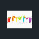 SlipperyJoe's cheers alcohol cocktails LGBTQIA gay Canvas Print<br><div class="desc">SlipperyJoe's cheers alcohol cocktails LGBTQIA gay pride rainbow gradient artistic vibrant neon alcoholic beverages red cocktail raspberries mint garnish orange-coloured concoction with tangerine slice glass yellow beer green margarita fruity blue Hawaiian drink pink Cosmopolitan lime wheel tall stemware purple Lavender martini</div>