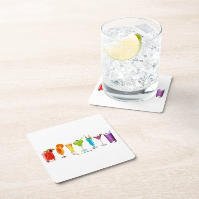 SlipperyJoe's cheers alcohol cocktails LGBTQIA gay Square Paper Coaster (Insitu)
