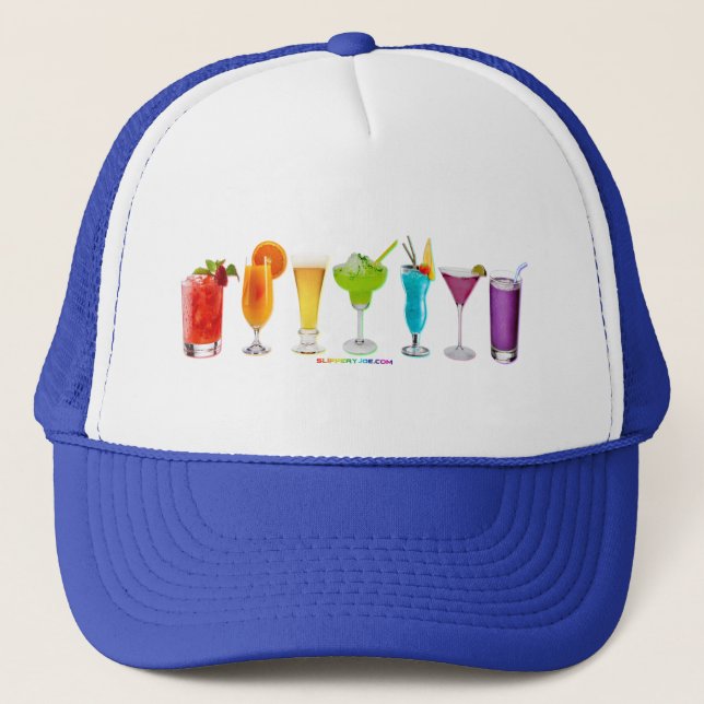 SlipperyJoe's cheers alcohol cocktails LGBTQIA gay Trucker Hat (Front)