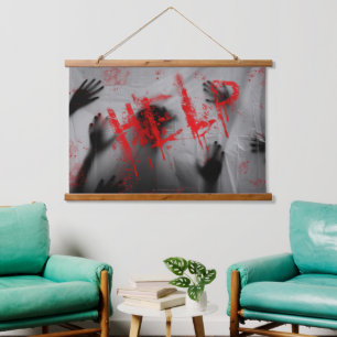 SlipperyJoe's chilling horror-themed visual thick Hanging Tapestry