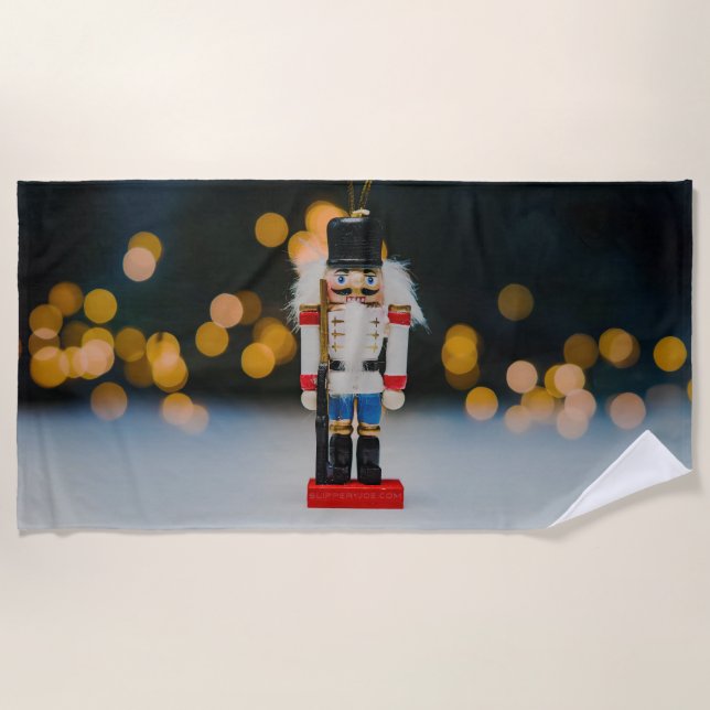 SlipperyJoe's Christmas classic nutcracker ornamen Beach Towel (Front)