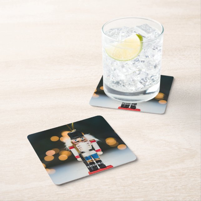 SlipperyJoe's Christmas classic nutcracker ornamen Square Paper Coaster (Insitu)
