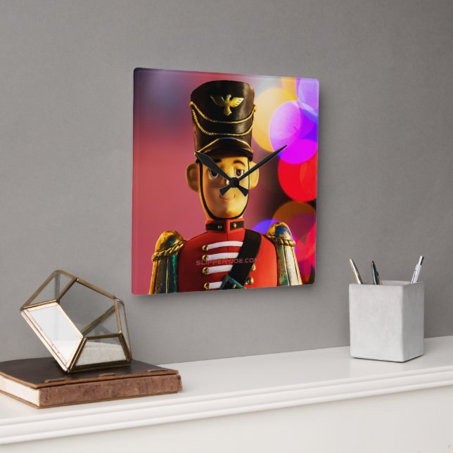 SlipperyJoe's Christmas classic toy soldier friend Square Wall Clock (Office)