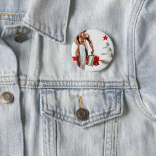SlipperyJoe's Christmas shopping white paper spira 6 Cm Round Badge