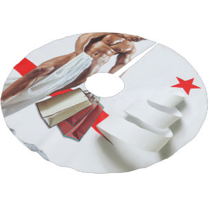SlipperyJoe's Christmas shopping white paper spira Brushed Polyester Tree Skirt