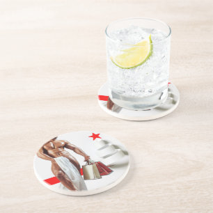 SlipperyJoe's Christmas shopping white paper spira Coaster