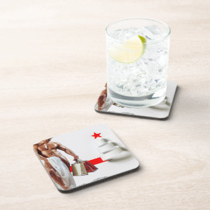 SlipperyJoe's Christmas shopping white paper spira Coaster