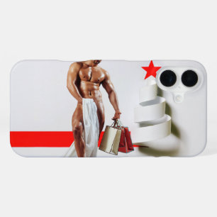SlipperyJoe's Christmas shopping white paper spira iPhone 16 Plus Case