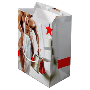 SlipperyJoe's Christmas shopping white paper spira Medium Gift Bag