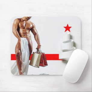 SlipperyJoe's Christmas shopping white paper spira Mouse Mat