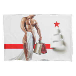 SlipperyJoe's Christmas shopping white paper spira Pillowcase