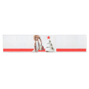 SlipperyJoe's Christmas shopping white paper spira Short Table Runner