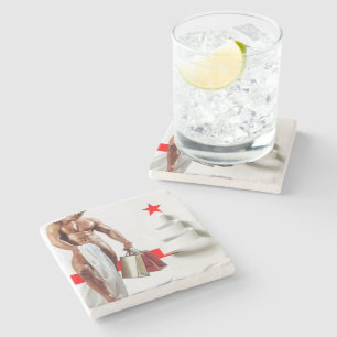SlipperyJoe's Christmas shopping white paper spira Stone Coaster