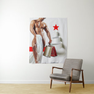 SlipperyJoe's Christmas shopping white paper spira Tapestry