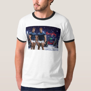 SlipperyJoe's Christmas trees shirtless men holida T-Shirt