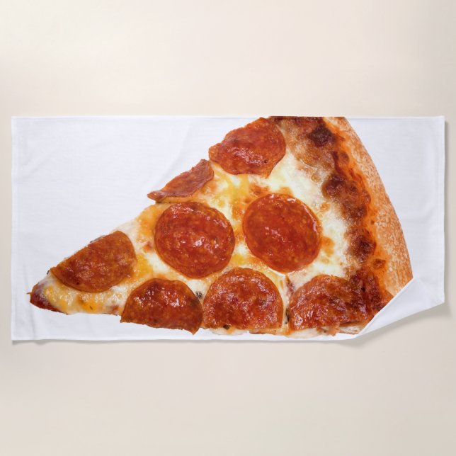 SlipperyJoe's classic pepperoni pizza slice melted Beach Towel (Front)