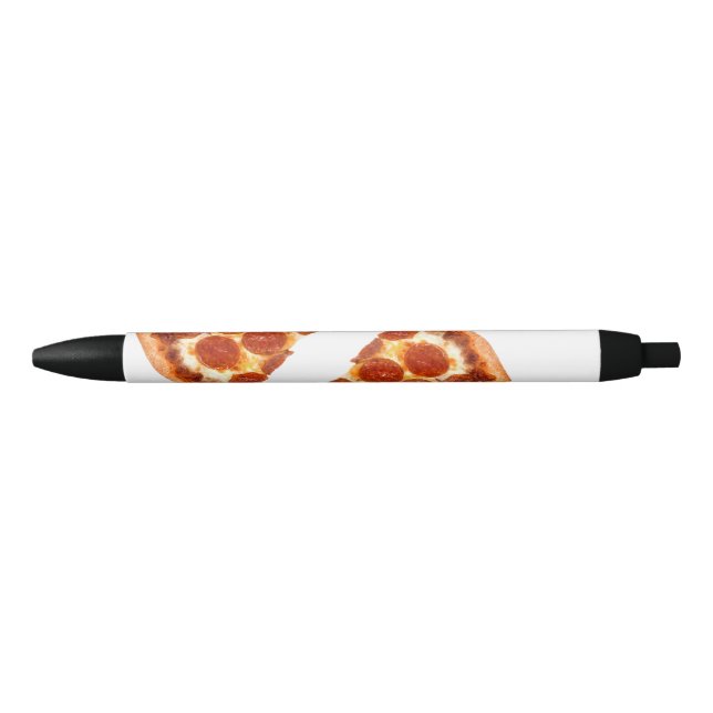 SlipperyJoe's classic pepperoni pizza slice melted Black Ink Pen (Front)