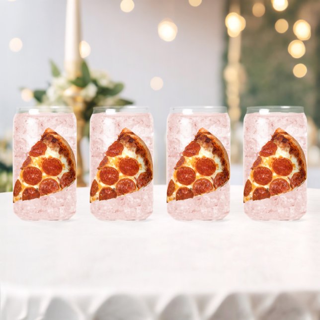 SlipperyJoe's classic pepperoni pizza slice melted Can Glass (Insitu (Wedding))