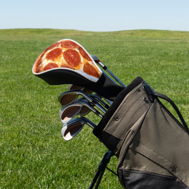 SlipperyJoe's classic pepperoni pizza slice melted Golf Head Cover (In Situ)