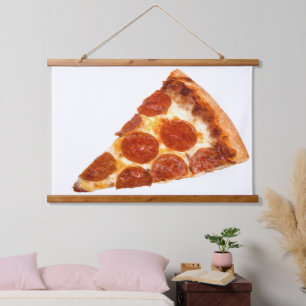 SlipperyJoe's classic pepperoni pizza slice melted Hanging Tapestry