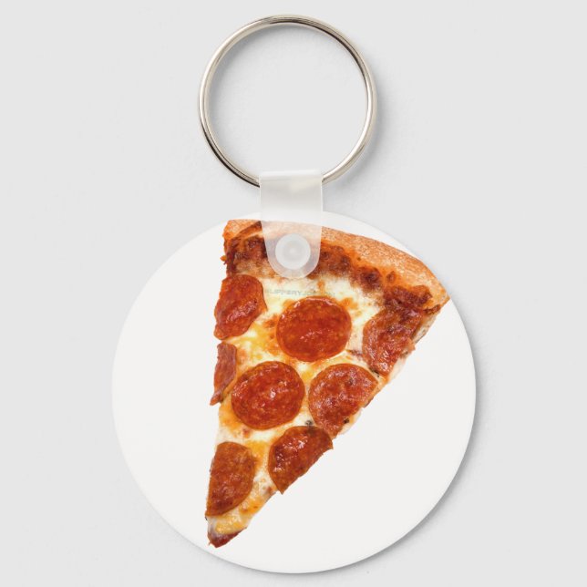 SlipperyJoe's classic pepperoni pizza slice melted Key Ring (Front)