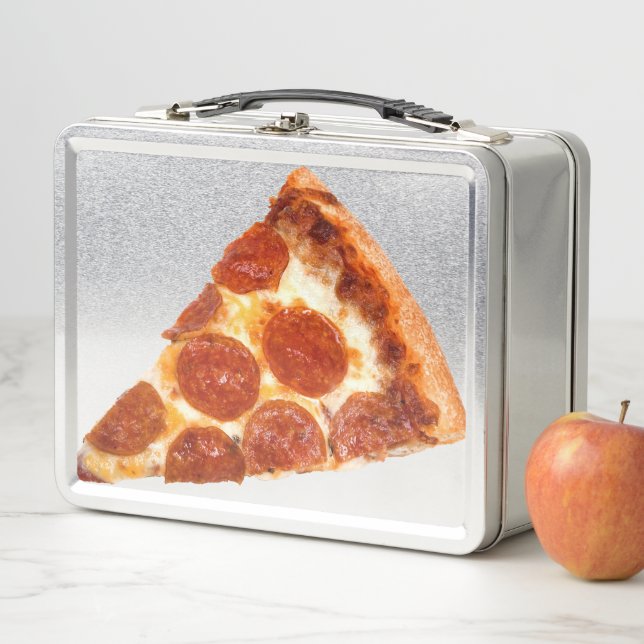 SlipperyJoe's classic pepperoni pizza slice melted Metal Lunch Box (In Situ)