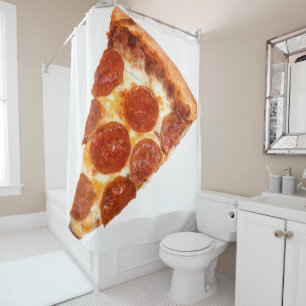 SlipperyJoe's classic pepperoni pizza slice melted Shower Curtain