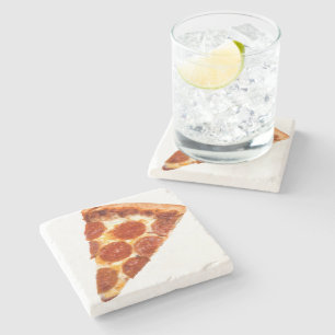 SlipperyJoe's classic pepperoni pizza slice melted Stone Coaster