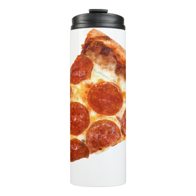SlipperyJoe's classic pepperoni pizza slice melted Thermal Tumbler (Front)