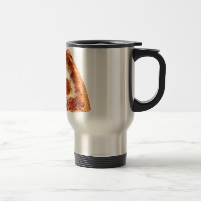 SlipperyJoe's classic pepperoni pizza slice melted Travel Mug (Right)