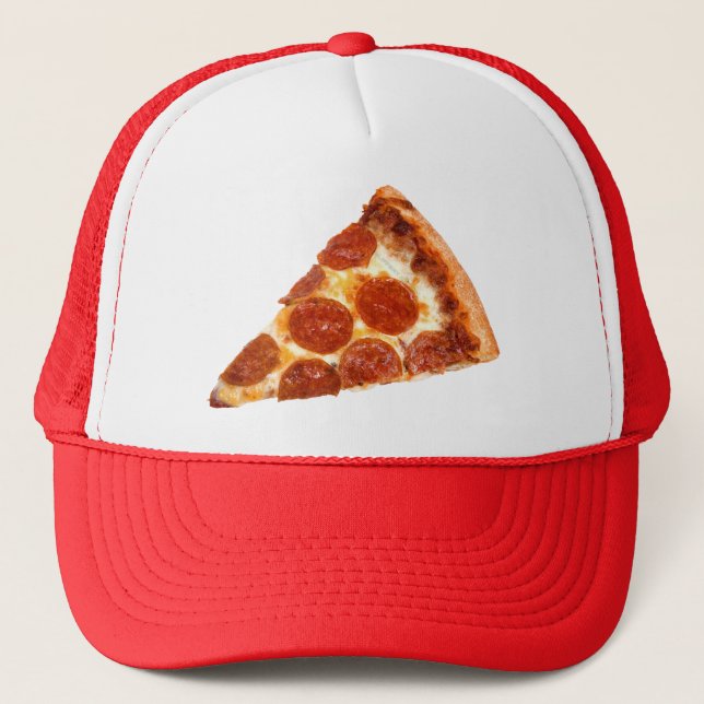 SlipperyJoe's classic pepperoni pizza slice melted Trucker Hat (Front)