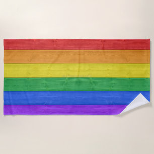 SlipperyJoe's classic rainbow tactile handcrafted  Beach Towel