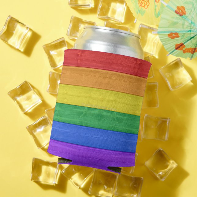 SlipperyJoe's classic rainbow tactile handcrafted  Can Cooler (In Situ Summer)