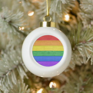 SlipperyJoe's classic rainbow tactile handcrafted Ceramic Ball Christmas Ornament