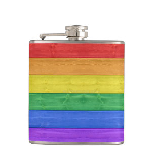 SlipperyJoe's classic rainbow tactile handcrafted  Hip Flask