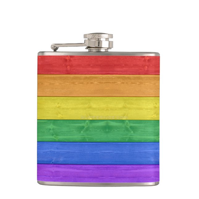 SlipperyJoe's classic rainbow tactile handcrafted  Hip Flask (Front)